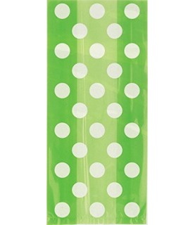 20 Lime Polka Dots Cello Bags
