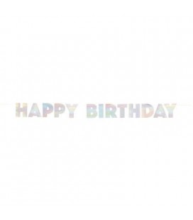 Iridescent Happy Birthday Garland 220cm