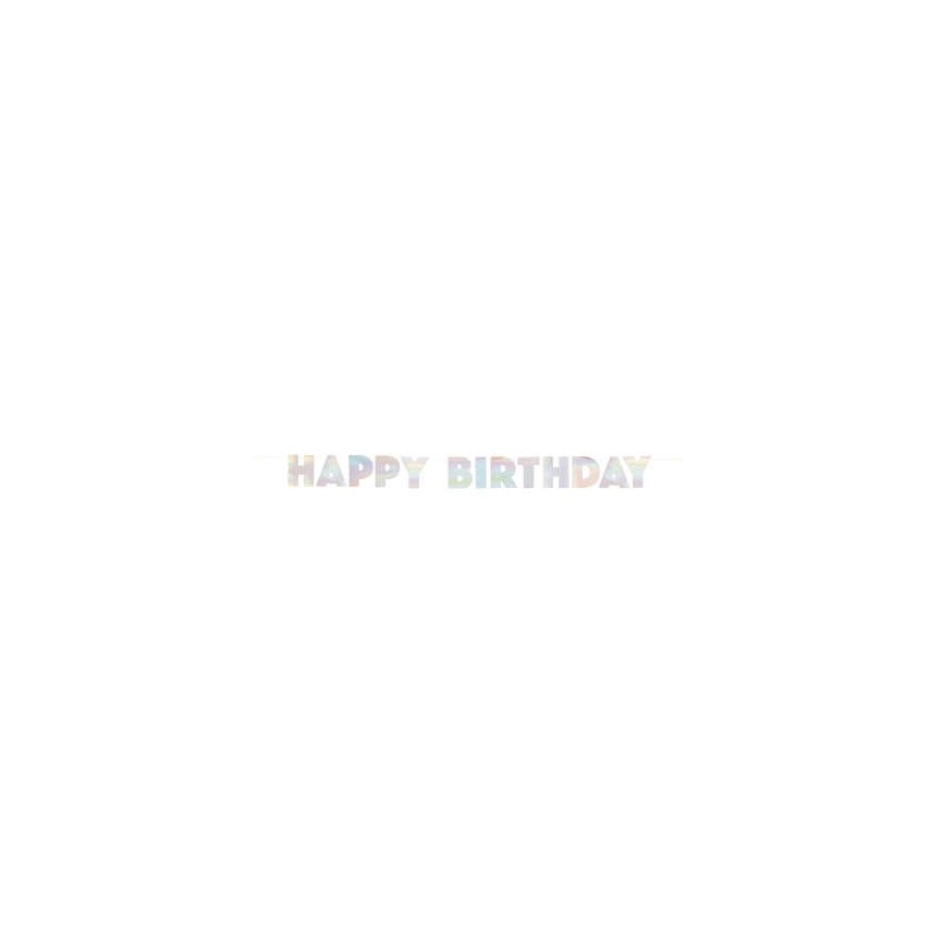 Iridescent Happy Birthday Garland 220cm