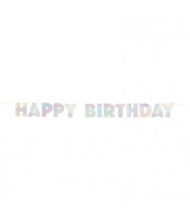Iridescent Happy Birthday Garland 220cm