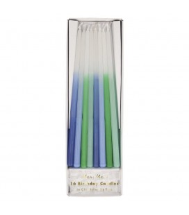 16 Blue Ombre Candles