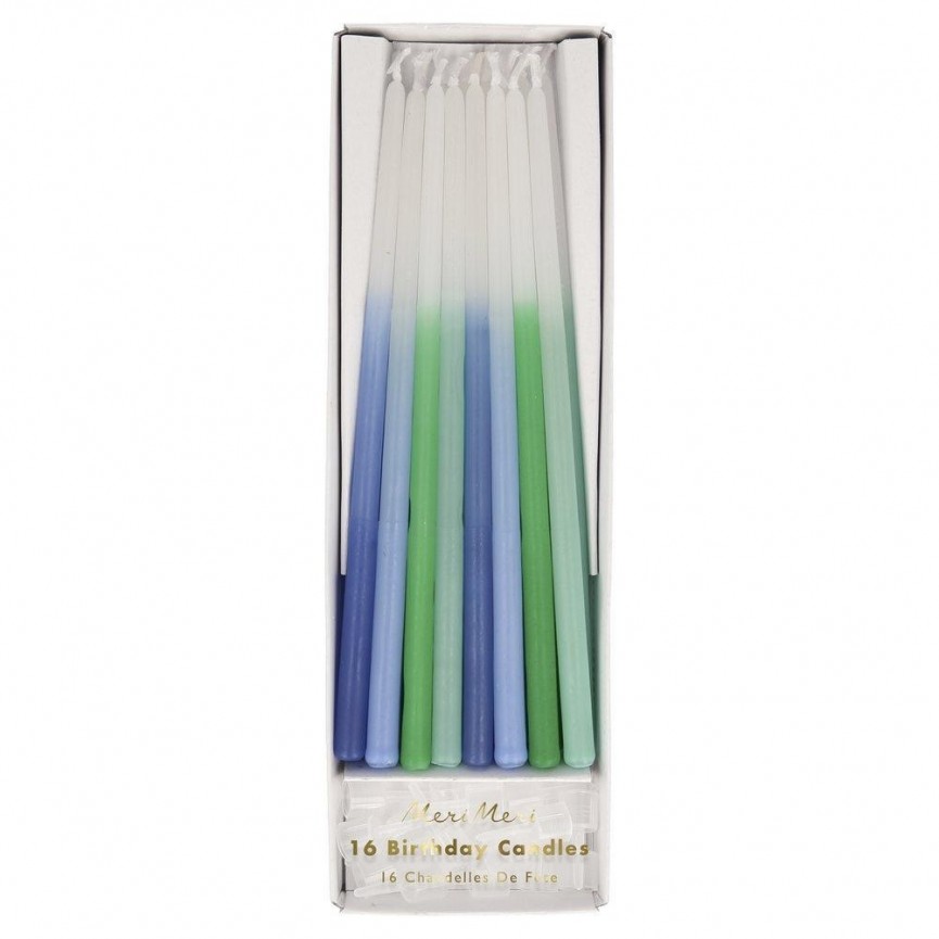 16 Blue Ombre Kerzen