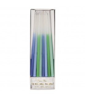16 Blue Ombre Kerzen