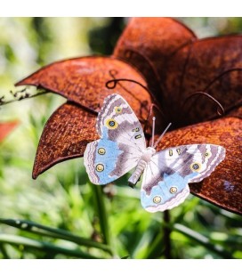 2 Wooden Butterflies Taupe/Blue
