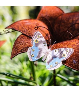 2 Wooden Butterflies Taupe/Blue