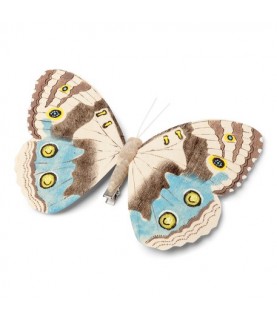 2 Wooden Butterflies Taupe/Blue