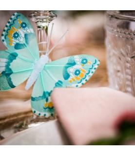 10 Papillons Assortis Dégradé Menthe
