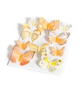 10 Papillons Assortis Dégradé Jaune/Orange