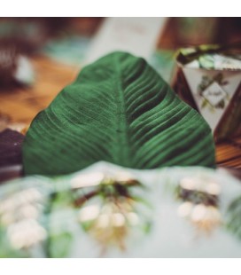2 Magnolia Leaves Gold Glitter & Velvet Green L