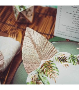2 Magnolia Leaves Gold Glitter & Velvet Green L