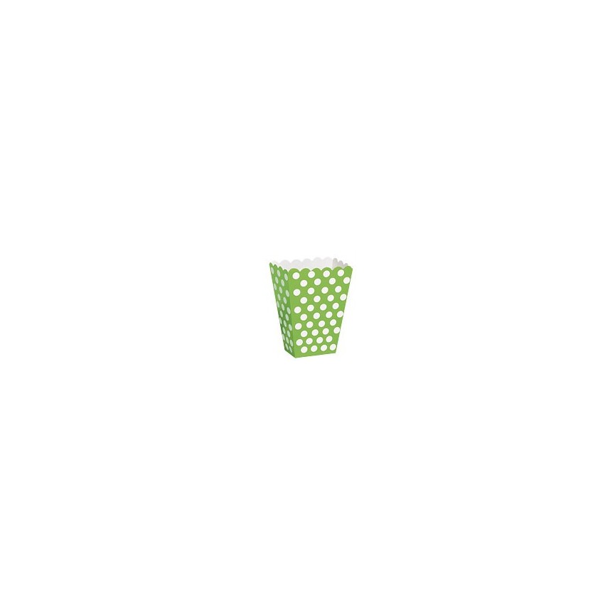 8 Lime Polka Dots Treat Boxes