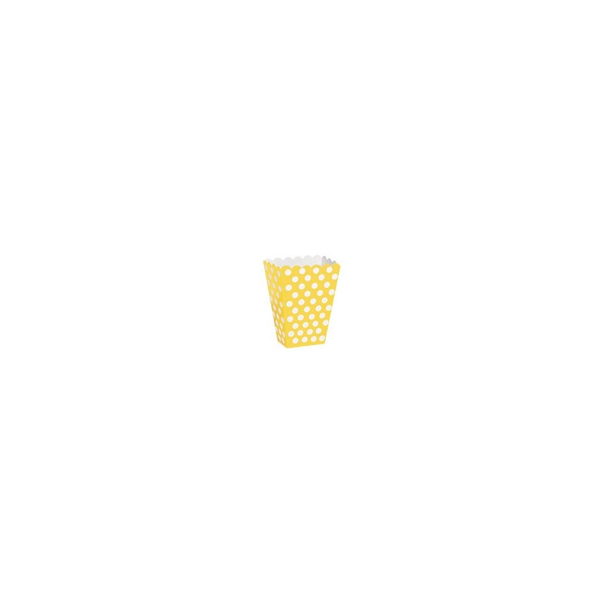 8 Yellow Polka Dots Treat Boxes