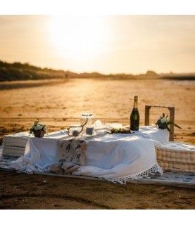 Blue Seashells Linen Table Runner