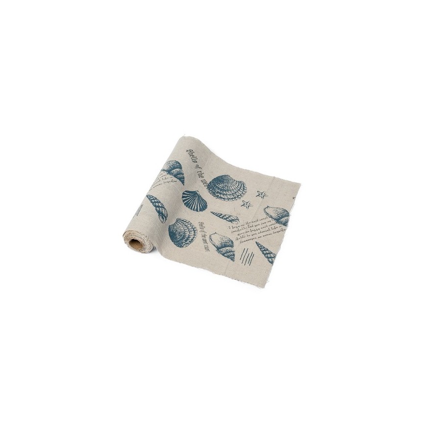 Blue Seashells Linen Table Runner Blue Seashells Linen Table Runner