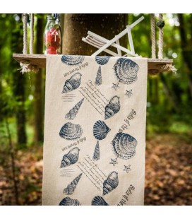Blue Seashells Linen Table Runner