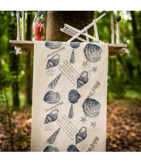 Blue Seashells Linen Table Runner