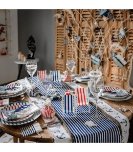 Blue & White Striped Table Runner
