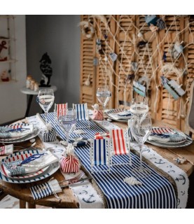 Blue & White Striped Table Runner