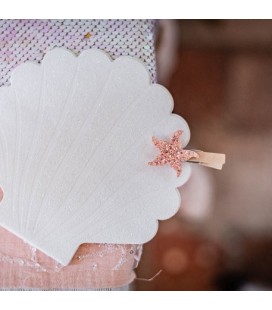 6 Glittered Starfish Clips