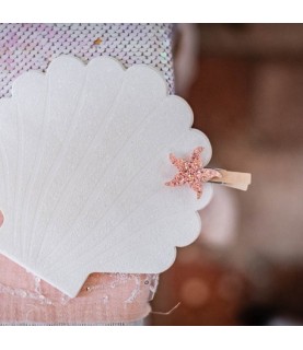 6 Glittered Starfish Clips