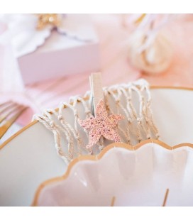 6 Glittered Starfish Clips