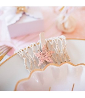 6 Glittered Starfish Clips