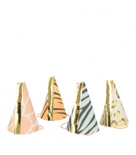 8 Party hats with Savannah Animal motifs