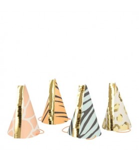 8 Party hats with Savannah Animal motifs