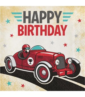Vintage Rennauto-Happy Birthday-Servietten
