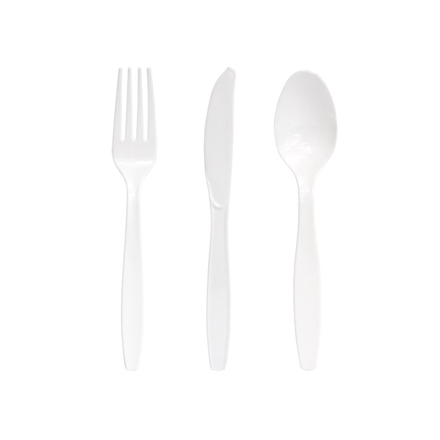18 White Cutlery