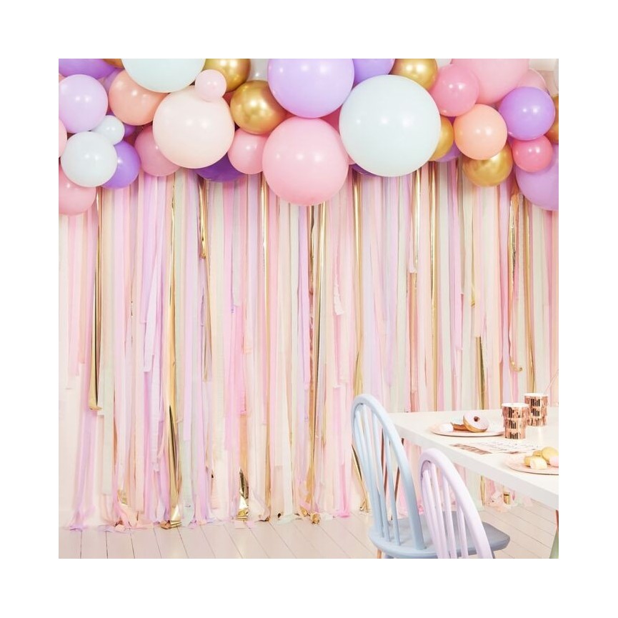 Pastel Streamers and Balloons Backdrop