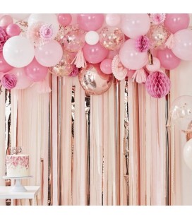 Blush Balloon and Fan Garland Backdrop