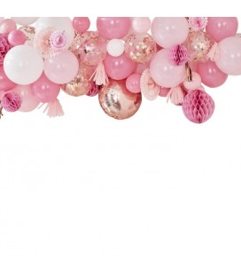 Blush Balloon and Fan Garland Backdrop