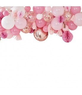 Blush Balloon and Fan Garland Backdrop