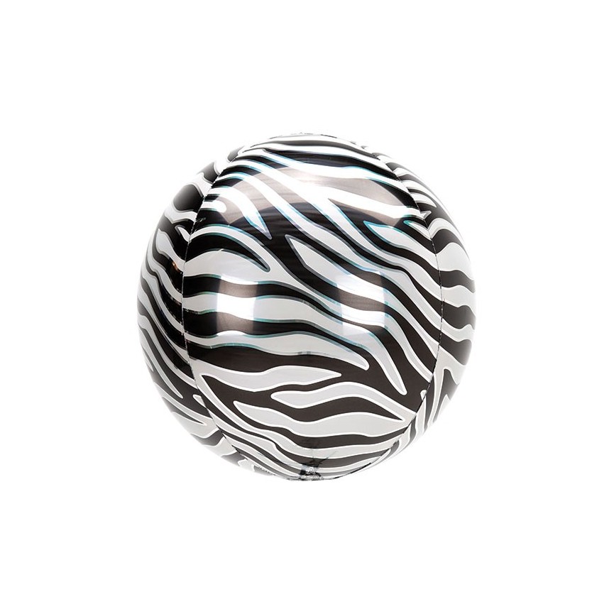 Zebra Sphere Orbz Foil Balloon