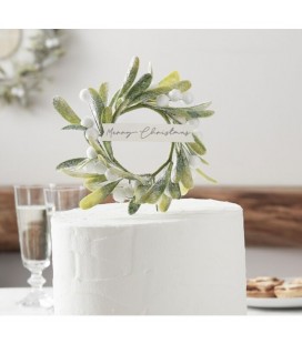 Cake Topper Noël Couronne de Gui