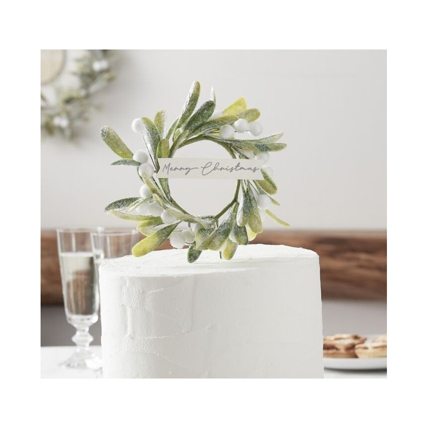 Cake Topper Noël Couronne de Gui