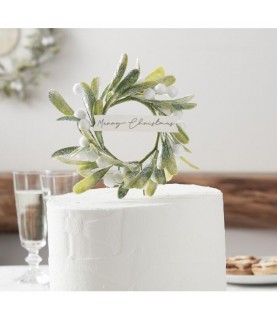 Cake Topper Noël Couronne de Gui