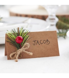 Kraft Christmas Place Cards with Foliage