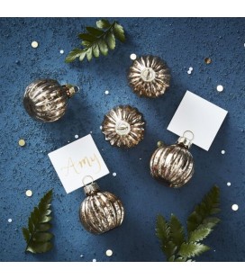 Silver Christmas Bauble Place Card Holder