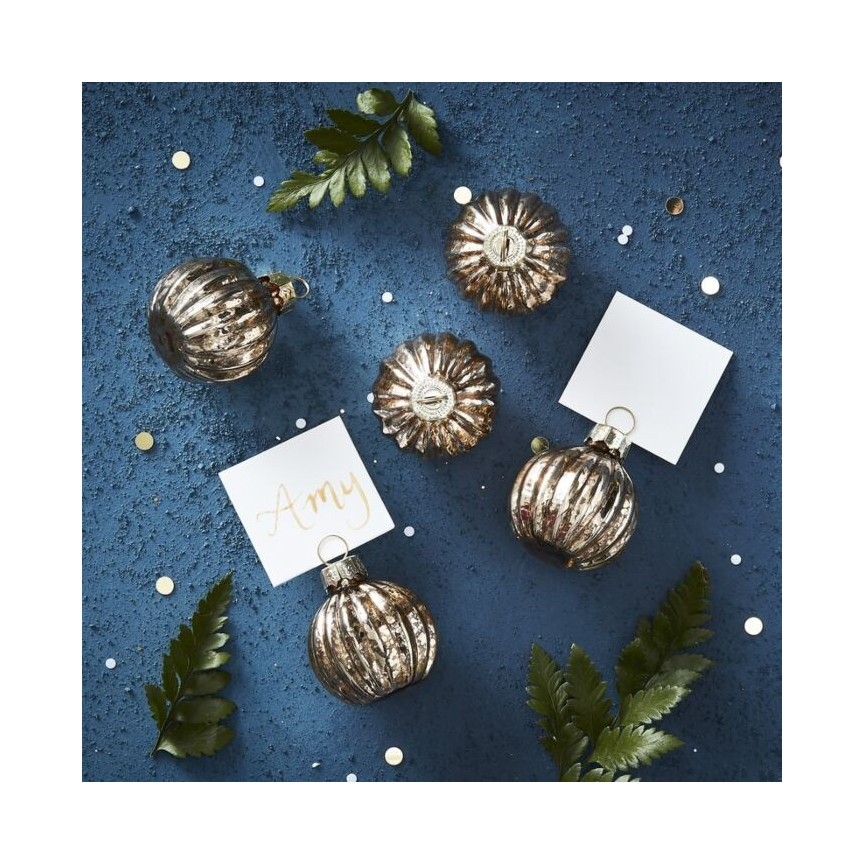 Silver Christmas Bauble Place Card Holder