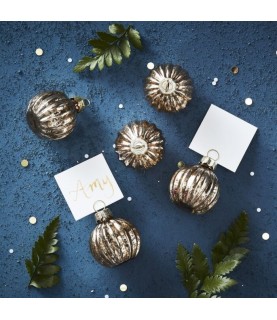 Silver Christmas Bauble Place Card Holder