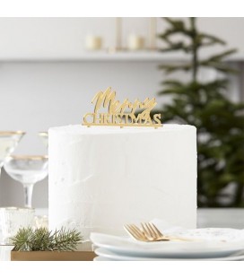 Gold Merry Christmas Acrylic Cake Topper