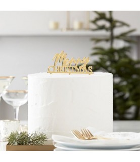 Gold Merry Christmas Acrylic Cake Topper