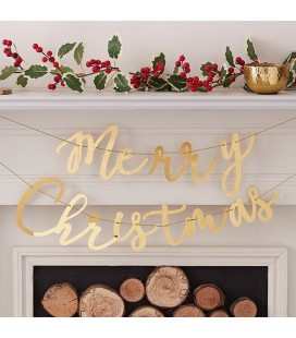 Gold Merry Christmas Bunting