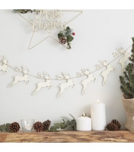 Deer Shaped Wooden Christmas Bunting