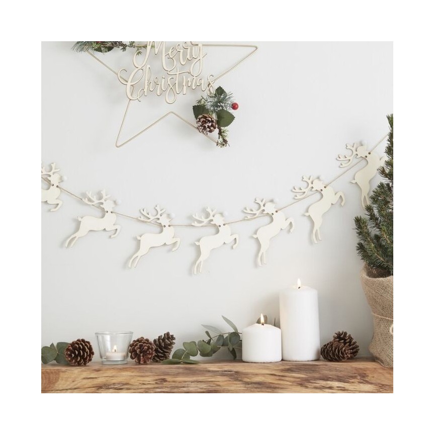 Deer Shaped Wooden Christmas Bunting
