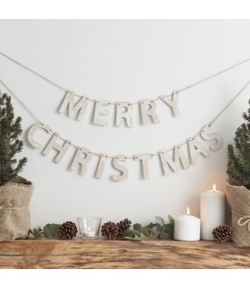 Rustic Wooden Merry Christmas Bunting