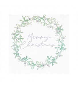 Grandes Serviettes Couronne de Gui Merry Christmas