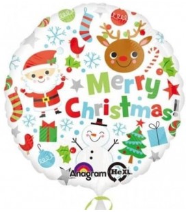 Ballon Aluminium Merry Christmas Icônes